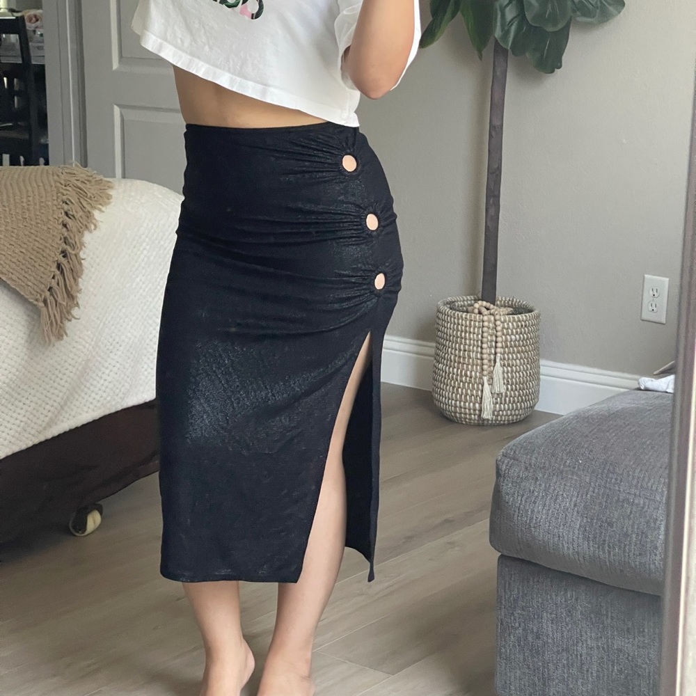 Black Sparkly Maxi cutout skirt